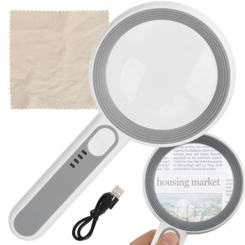 Rechargeable Magnifying Glass with Light 6-12x for Reading & Close Work