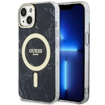 Guess iPhone 14 Plus Case Marble MagSafe, Black