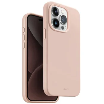 Uniq silicone case for iPhone 15 Pro, MagSafe-compatible, pink