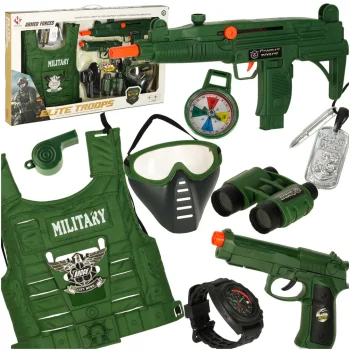 Kids Soldier Costume Set with Vest, Rifle and Accessories, 10 Pieces