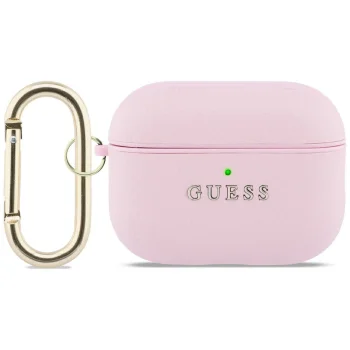 Guess Grained Classic Logo dėklas ausinėms AirPods Pro 3, rožinis