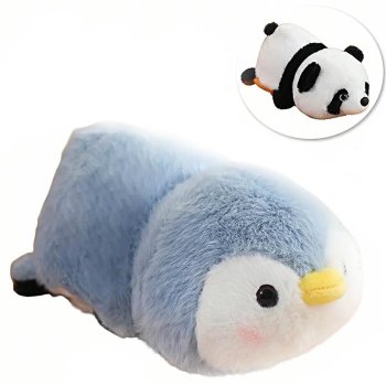 2-in-1 Plush Toy Panda and Penguin, 25 cm
