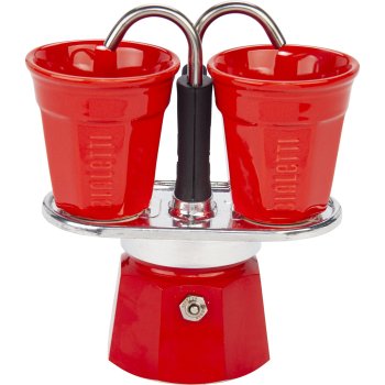 Bialetti MINI EXPRESS Set Espresso Maker with 2 Cups, Red