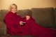 Warm Fleece Blanket with Sleeves 138x180cm, Red