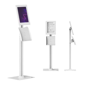 Maclean MC-924 W Lockable Tablet Advertising Floor Stand 12.4"-13", White