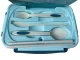 Lunch Box with 3 Compartments and Cutlery, Blue