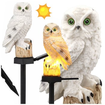 LED solārā dārza lampa Pūce, spraužama, 43 cm