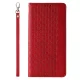 Magnet Strap Case Flip Wallet Case for iPhone 14 Pro with Stand and Lanyard, Red