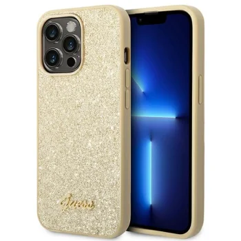 Guess Glitter Script Case for iPhone 14 Pro Gold
