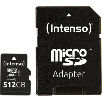 Intenso microSDXC Memory Card 512GB Class 10 UHS-I Premium with Adapter