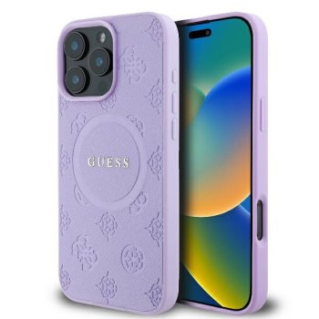 Guess iPhone 16 Pro Max Case Saffiano Peony Classic Logo MagSafe, Purple