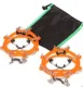 Anti-Slip Shoe Grips with 8 Spikes and Chains, Orange (Size 38-45)