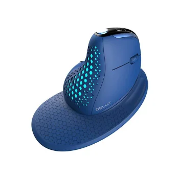 Delux M618XSD BT+2.4G RGB Wireless Vertical Ergonomic Computer Mouse, Blue