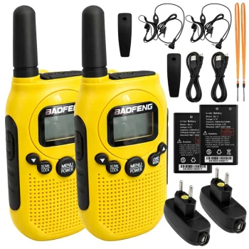 Baofeng BF-T6 walkie-talkie set (2 pcs), up to 2 km, 1500 mAh, LED flashlight, yellow