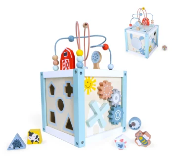 Ecotoys 1020 Wooden Educational Cube with Sorter and Blocks