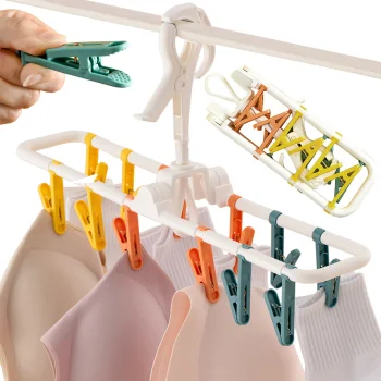 Compact Hanging Laundry Drying Rack with 12 Pegs