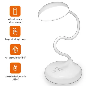 LTC LXL1977 Wireless LED Desk Lamp 6W/7W, 3000mAh, White