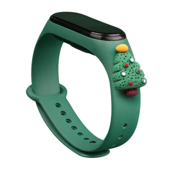 Christmas Silicone Strap with Tree Motif for Xiaomi Mi Band 3 / 4 - Dark Green