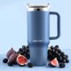 Berdsen Vacuum Thermos Mug with Straw Set, 1180 ml, Navy Blue