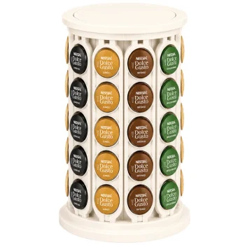 Rotating Coffee Capsule Stand, 40 Capsules, White