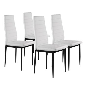 Dining Chairs Set of 4 Modern Faux Leather Kitchen Chairs with High Back, White
