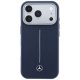 Mercedes Leather Semi Wrap Iconic Line MagSafe Case for iPhone 17 Pro Max, Navy Blue