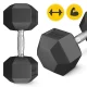 4FIZJO HEX Steel Dumbbell 17.5 kg, Black
