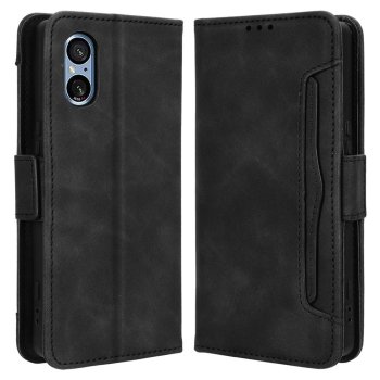 Sony Xperia 5 V PU Leather Wallet Case Cover, Black