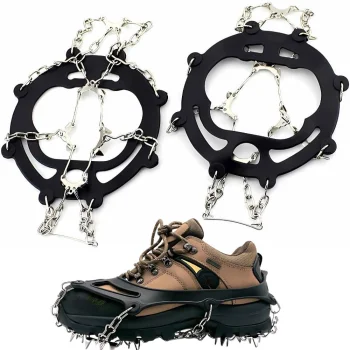 Anti-Slip Ice Cleats for Shoes, 8 Steel Spikes, Size 36-40, Black