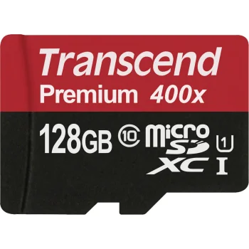 Transcend microSDXC 128GB Class 10 UHS-I 400x Memory Card + SD Adapter