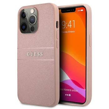 Guess iPhone 13 Pro Max Case Saffiano Stripe, Pink