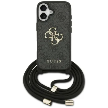 Guess 4G Big Logo Cord Strap Crossbody Case for iPhone 17, Black