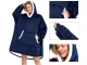 Warm Oversized Hoodie Blanket 2-in-1 with Hood and Pocket, Navy Blue