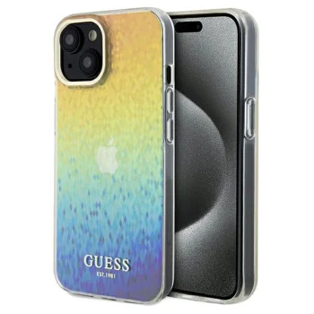 Guess iPhone 13 / 14 / 15 Case IML Faceted Mirror Disco Iridescent, Multicolour