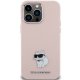Apple iPhone 15 Pro 6.1\" Karl Lagerfeld Silicone Choupette Metal Pin Case Cover, Pink