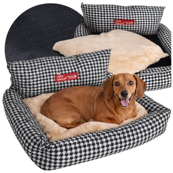 Soft Plush Pet Bed for Small and Medium Dogs, Comfortable Calming Lounger with Non-Slip Base