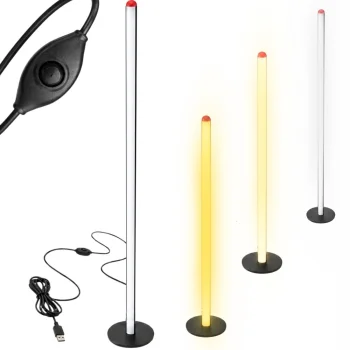 LED Floor Lamp 100cm, 3 Light Colors, Dimmable, Black