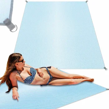 Sand Free Beach Mat XXL 200x200cm, Blue