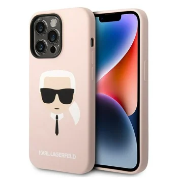 Karl Lagerfeld Silicone Karl's Head iPhone 14 Pro MagSafe Case, Light Pink