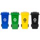 Set of 4 Waste Sorting Wheelie Bins 120L, Blue, Green, Yellow, Black
