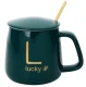 Electric Mug Warmer Set with Ceramic Mug, Lid, and Spoon, Green
