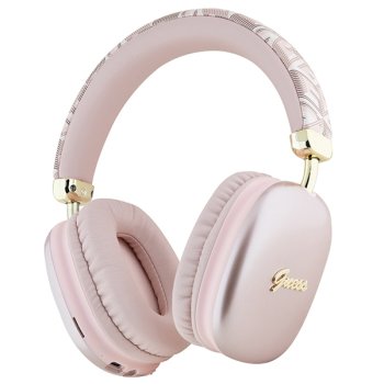Guess GCube Metallic Script Logo Headphones - Pink