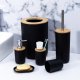 Set of 6 Bathroom Accessories (Brush, Liquid Soap Dispenser, etc.), Black