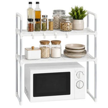 Kitchen Rack Over Microwave, 2 Tiers, White