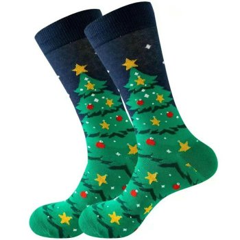 Men's Christmas sock with tree pattern, size 37-44, green