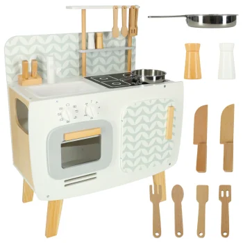 Lulilo Retro Wooden Play Kitchen for Kids with Accessories, 73 cm