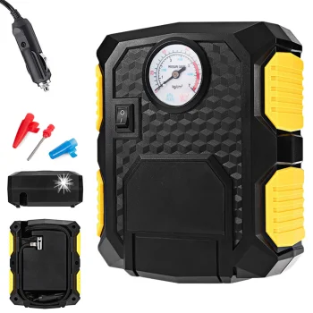 12V Car Air Compressor Tyre Inflator with LED Light & Gauge 100 PSI