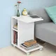 ModernHome Rolling Side Table and Nightstand with Shelves, White