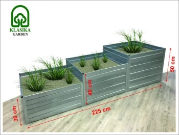 Raised Garden Bed Klasika Garden, Galvanized, 225x75 cm