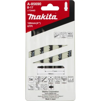 Makita Jigsaw Blade Set B-17 A-85690 for Wood and Plastic, 5 Pcs